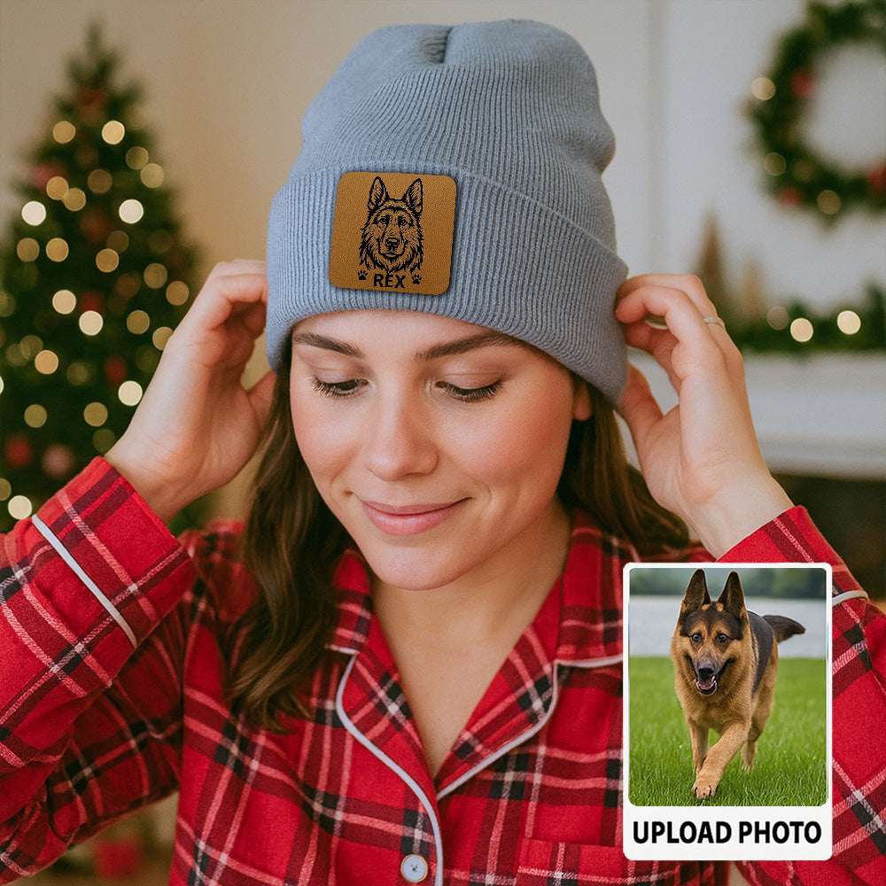 Personalized Dog Photo Beanie – Custom Pet Face Winter Hat, Warm Knit Beanie for Dog Moms and Dog Dads TH99B02