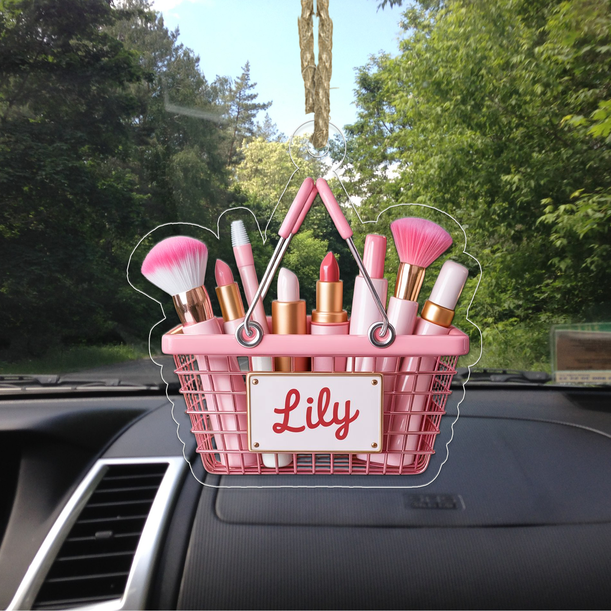 Personalized Makeup Basket Ornament, Christmas Decor, Beauty Ornaments, Makeup Artist Ornament, Xmas Makeup Gifts