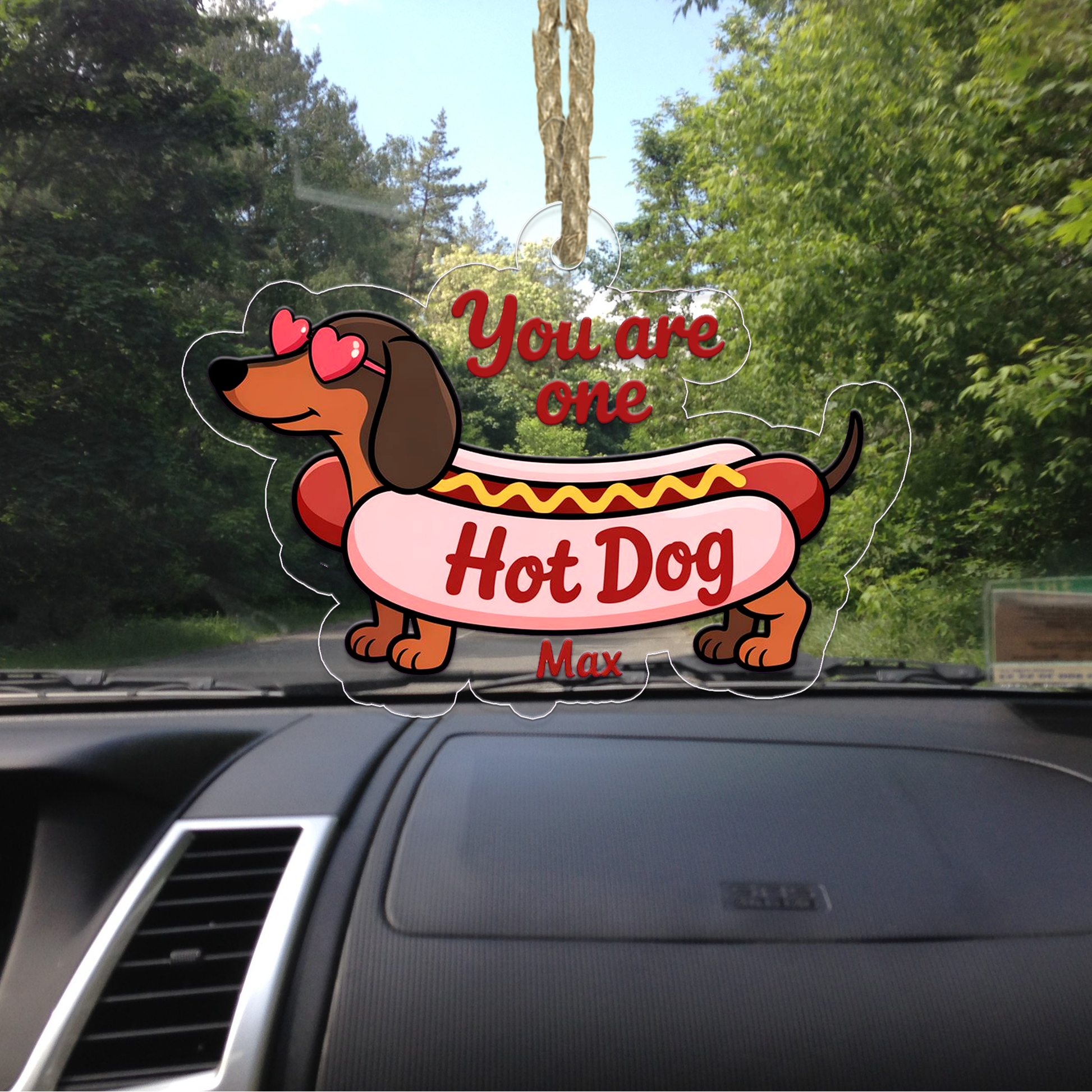 Personalized Funny Dachshund Hot Dog Ornament, Funny Hot Dog Gifts Ornament, Decoration for Dog Lovers, Ornament for Foodies