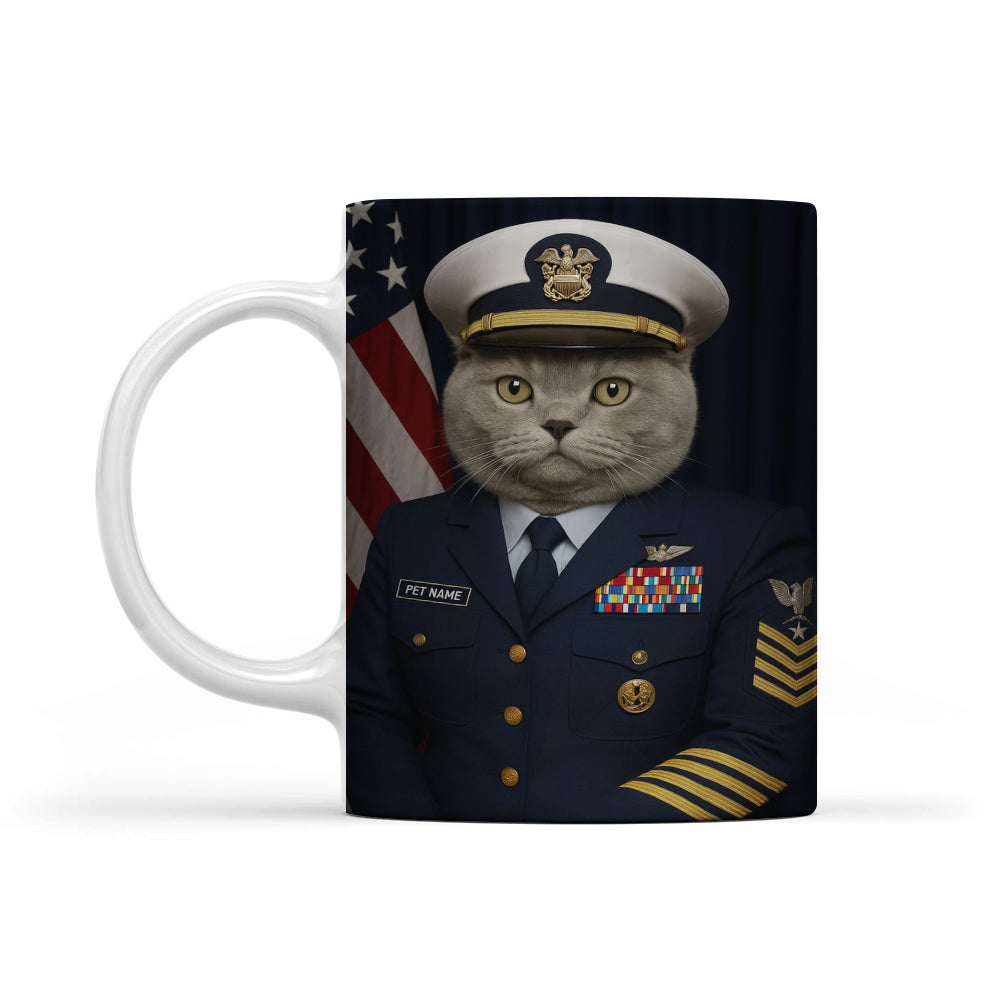 Custom Cat Photo Us Navy Mug _ Gift For Cat Lovers