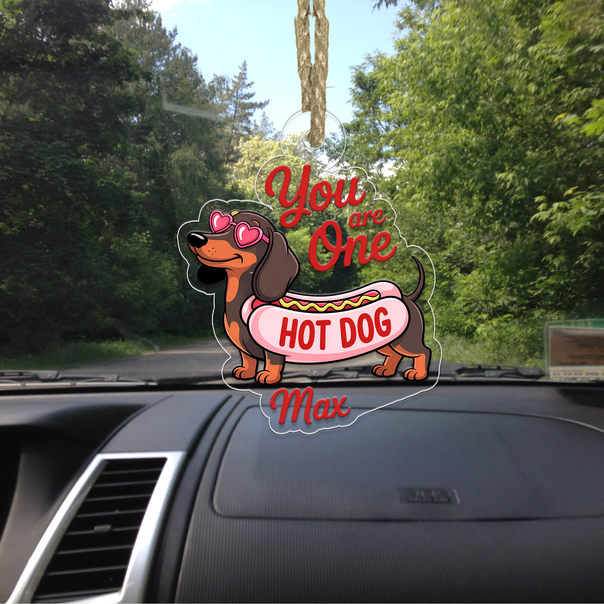 Personalized Funny Dachshund Hot Dog Ornament, Funny Hot Dog Gifts Ornament, Decoration for Dog Lovers, Hot Dog Breed Ornament