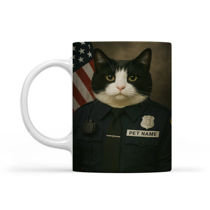Custom Cat Photo Policeman Mug _ Gift For Cat Lovers