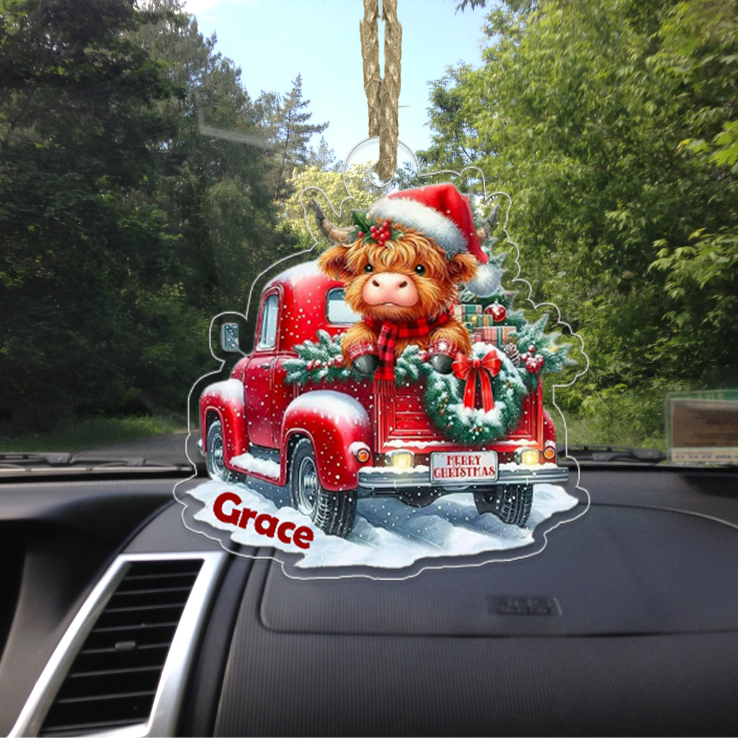 Custom Name Highland Cow Farm Truck Car