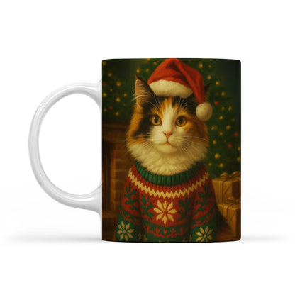 Custom Photo Cat Christmas Oufit Mug