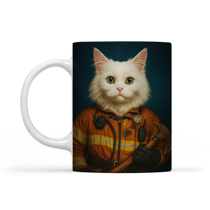 Custom Cat Photo Firefighter Mug _ Gift For Cat Lovers