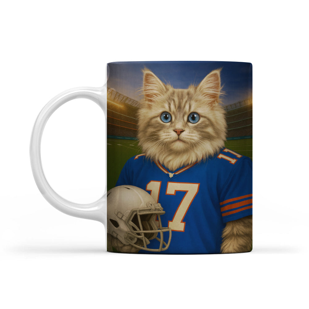 Custom Cat Photo Football Style Mug _ Gift For Cat Lovers