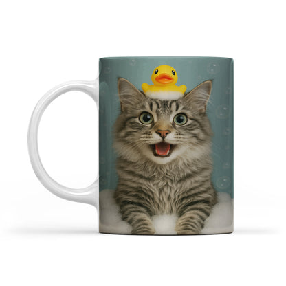 Custom Photo Cat In Bathtub With Duck Toy Mug
