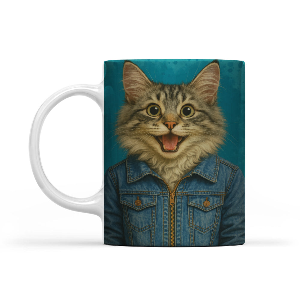 Custom Photo Denim Cat MugGift For Cat Lovers