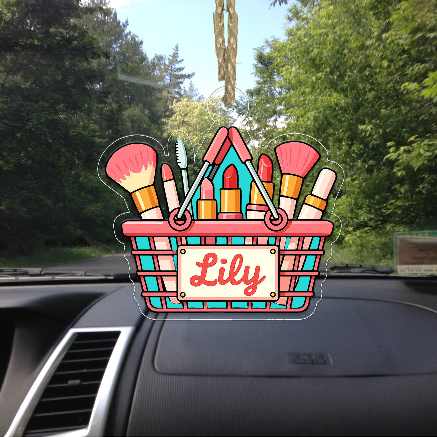 Personalized Makeup Basket Acrylic Ornament, Christmas Decor, Beauty Ornaments, Makeup Artist Ornament, Xmas Makeup Gifts
