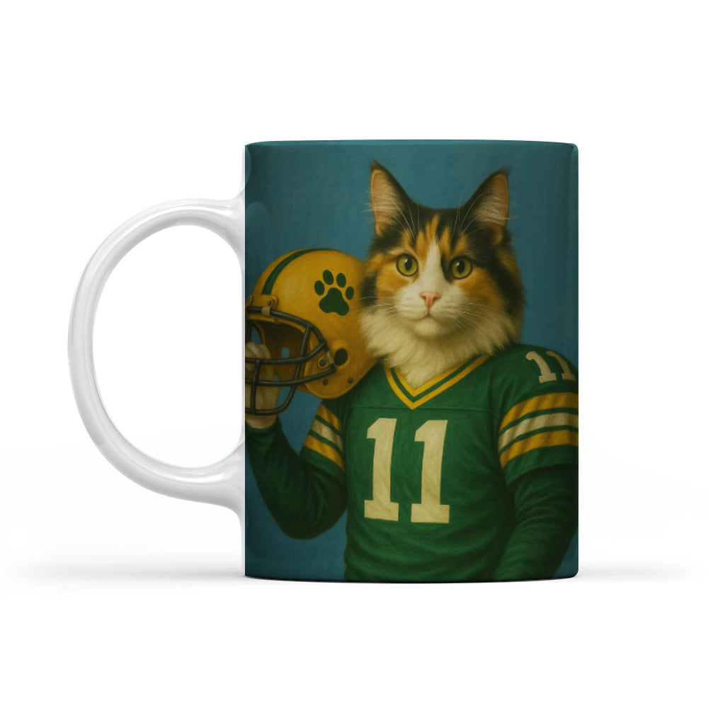 Custom Cat Photo Football Player Mug