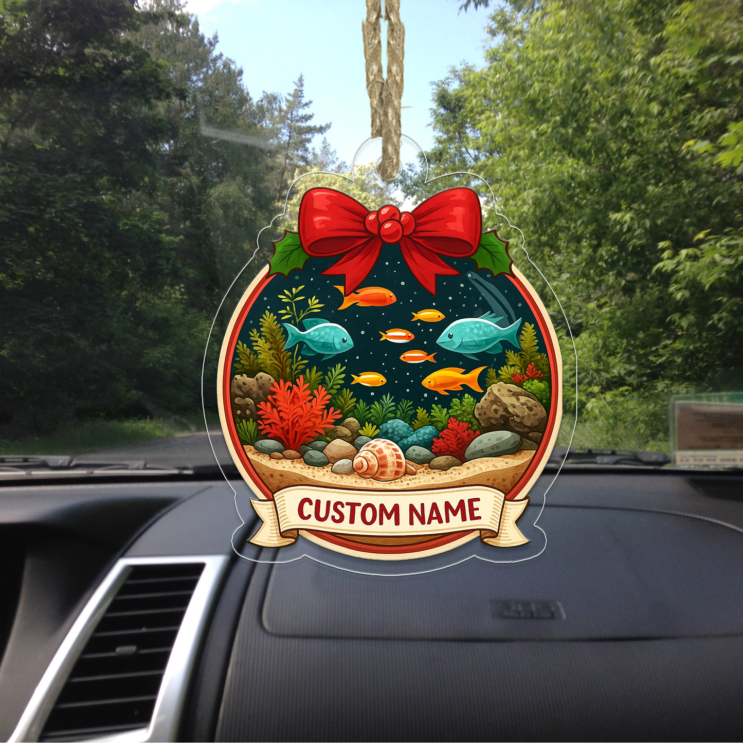 Personalized Aquarium Christmas Ornament, Custom Name Christmas Tree Ornament, Love Fish Ornament, Aquarium Ornament Gift