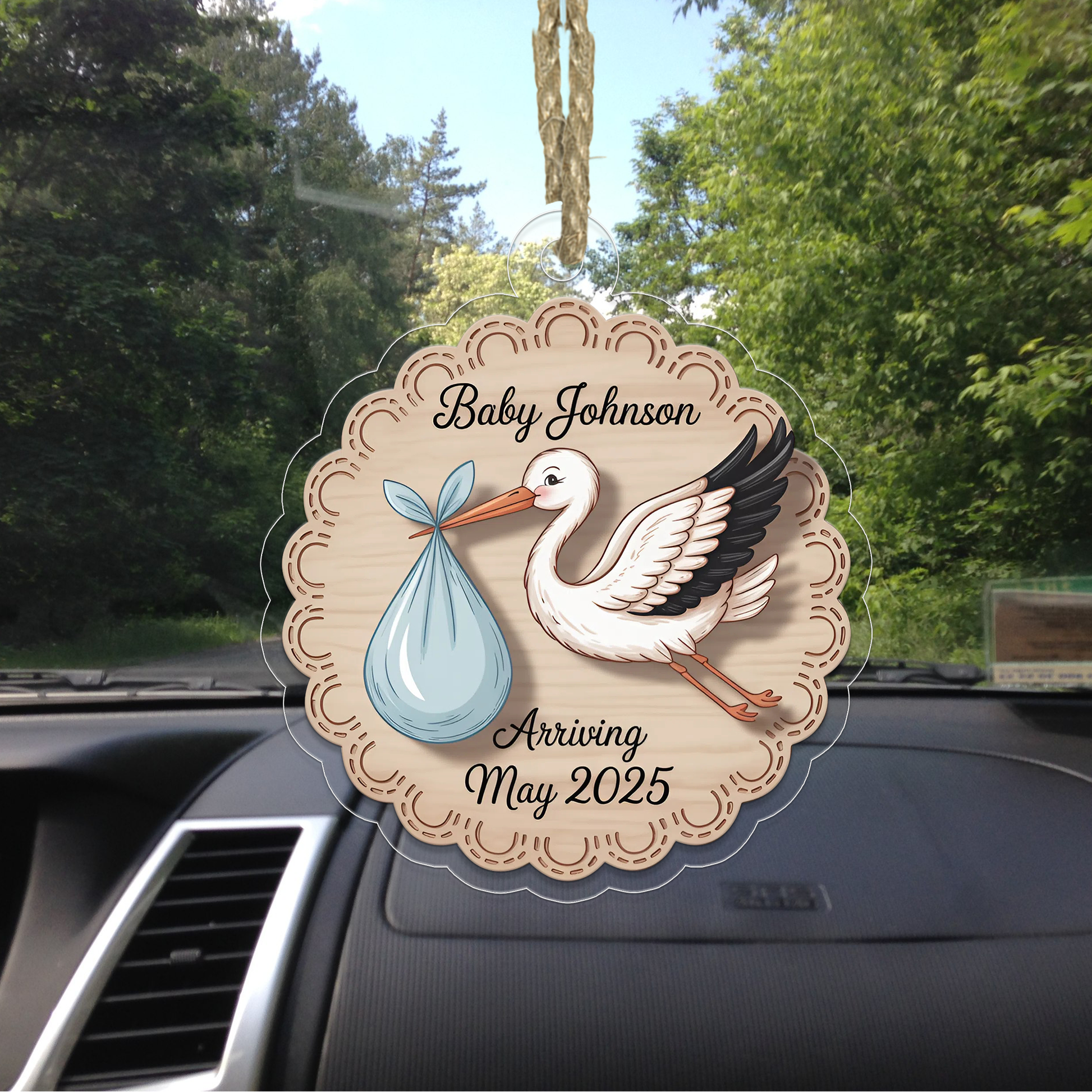 Personalized Stork Baby Announcement Ornament, Christmas Decor, Baby Coming Next Year Ornament, New Baby Arriving 2025