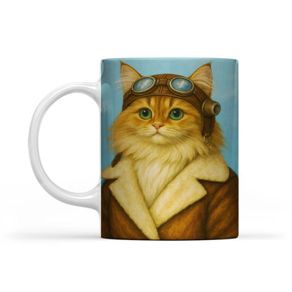 Custom Photo Portrait Pilot MugGift For Cat Lovers