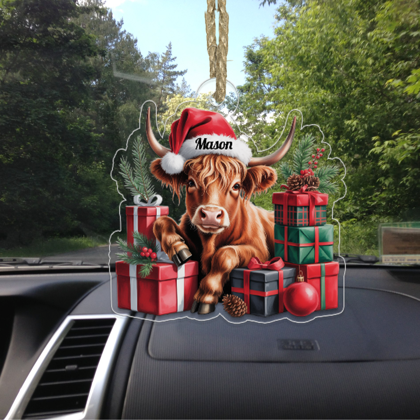 Custom Name Xmas Highland Cow