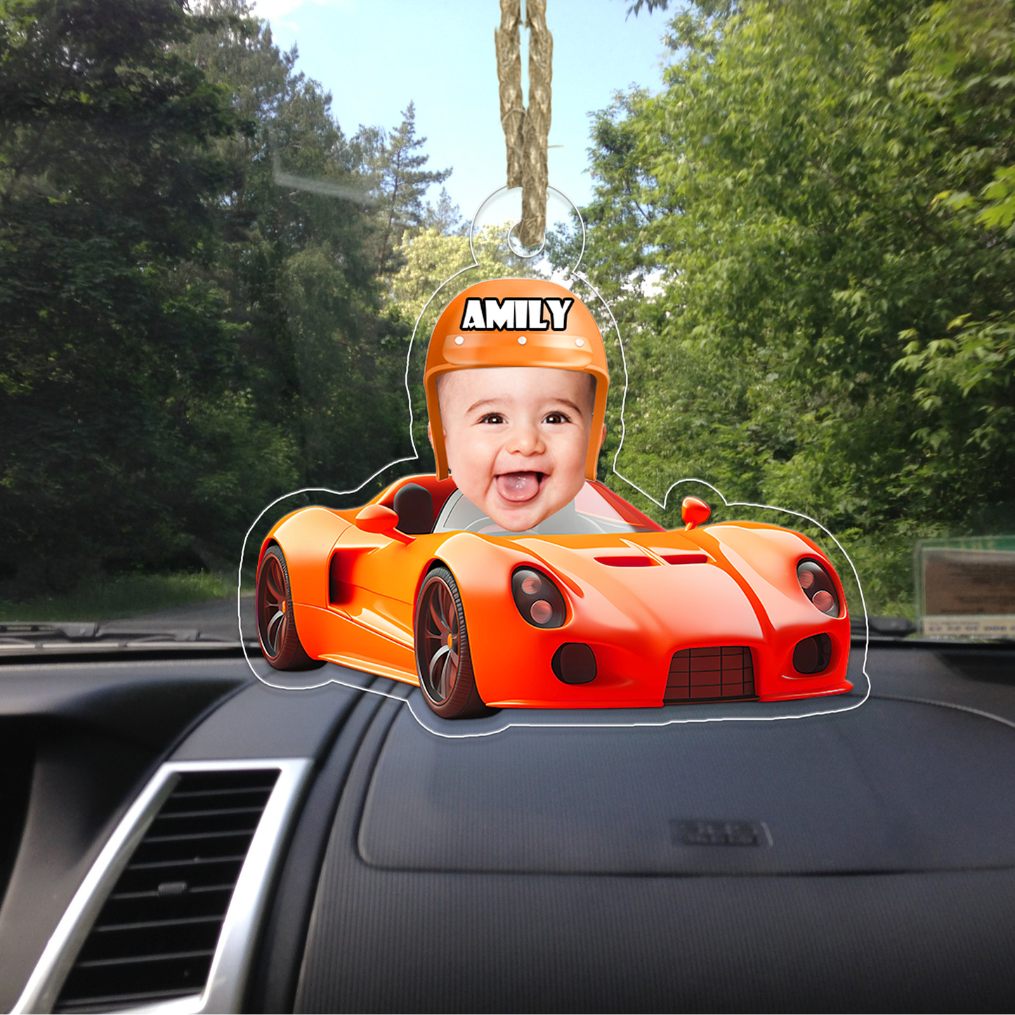 Custom Photo Baby With Car Xmas