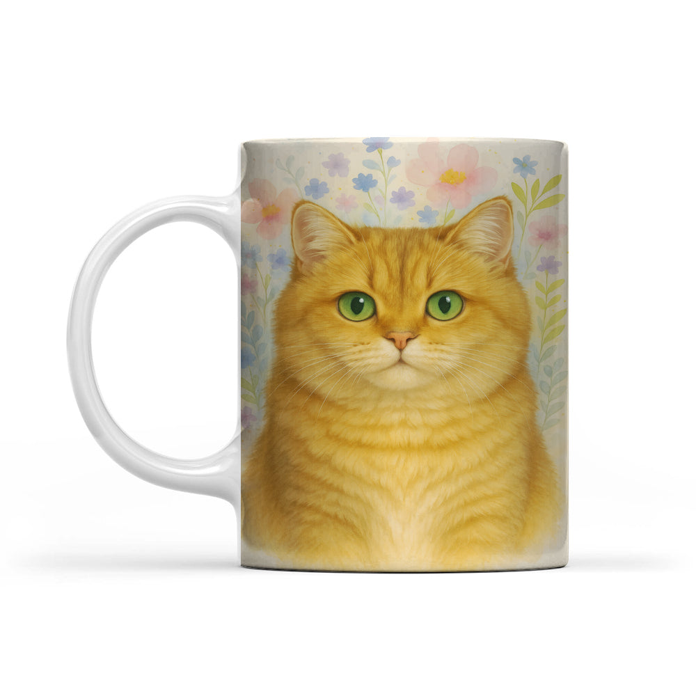 Custom Photo Cat Floral Watercolor Art Mug