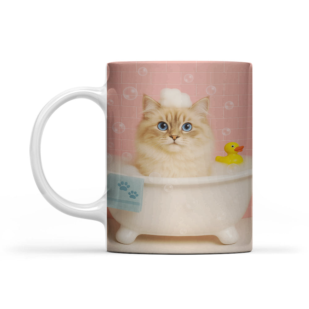 Custom Photo Cat In Bath Mug Gift For Cat Lovers