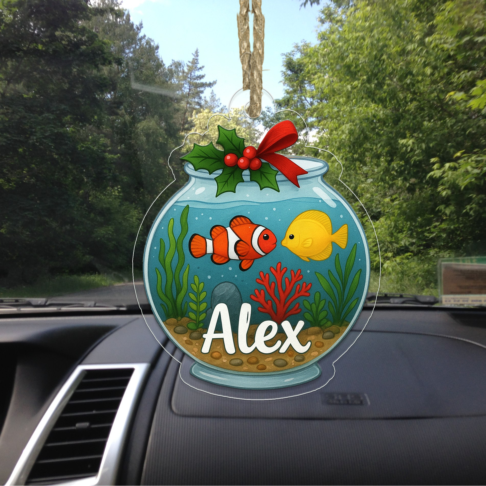 Personalized Fish Tank Christmas Ornament, Custom Aquarium Christmas Ornament, Custom Name Christmas Tree Ornament, Love Fish Ornament
