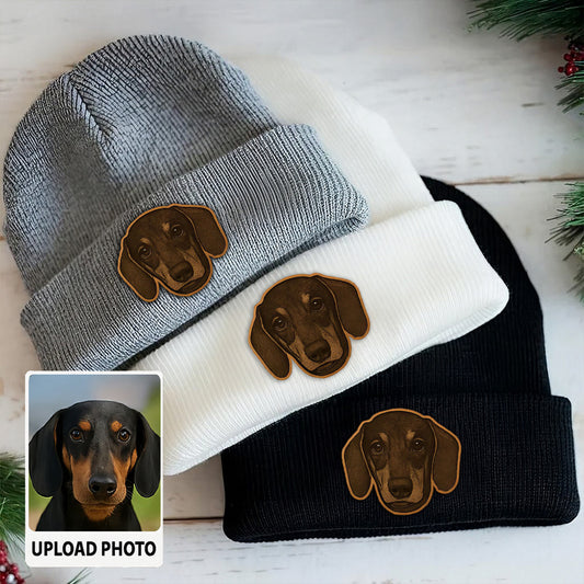 Custom Dog Photo Beanie Hat – Personalized Winter Knit Hat with Dog or Cat Photo, Perfect Gift Idea TH99B11