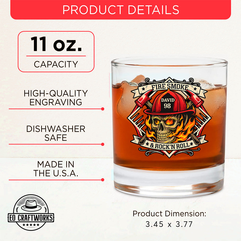 Personalized Fire Smoke & Rock n Roll Decanter, Gift For Fireman Decanter With Whiskey Glasses Set, First Responder Gift TNN025