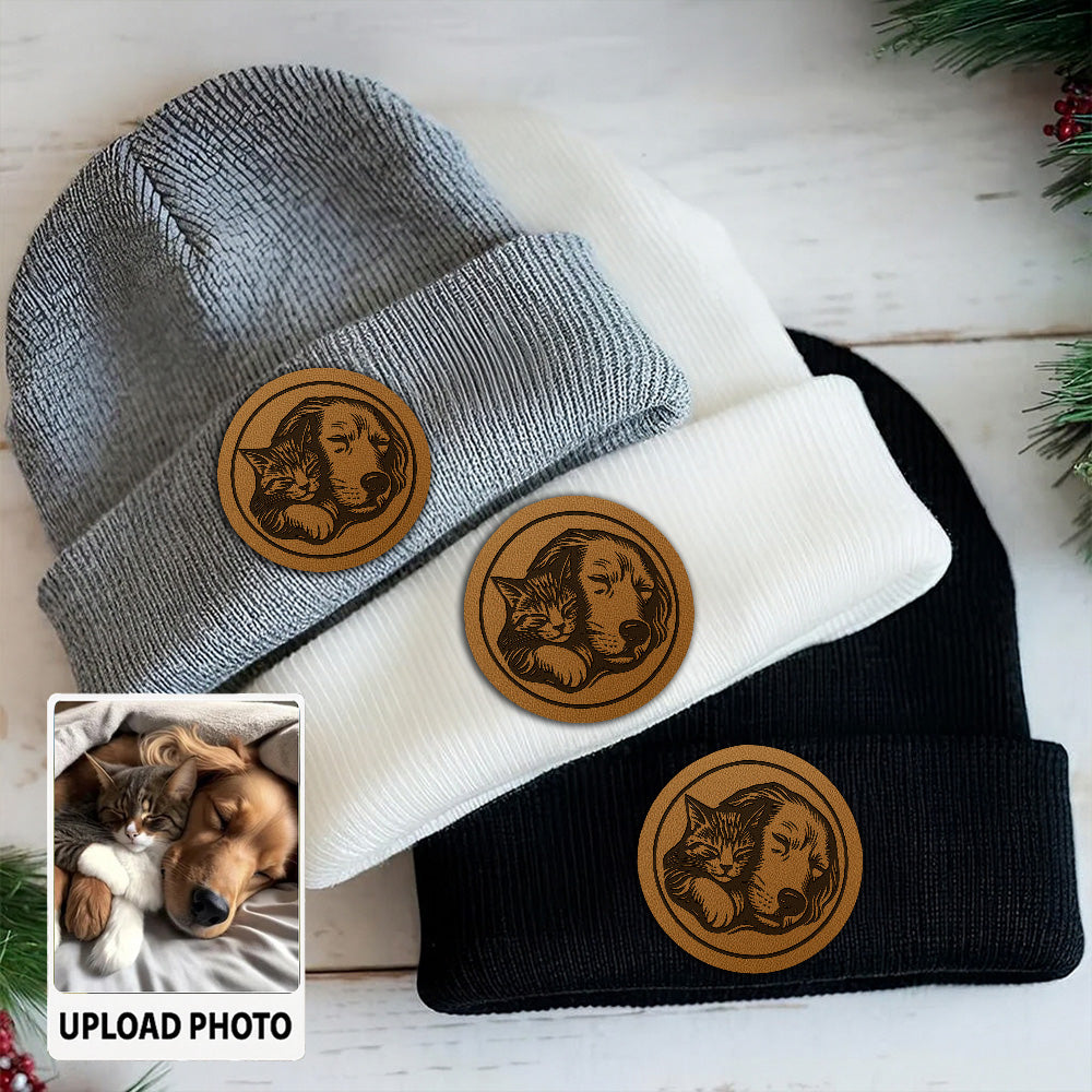 Custom Photo Dog Beanie Hat – Personalized Pet Knit Winter Hat with Your Dog Picture, Unique Gift for Pet Lovers TH99B01