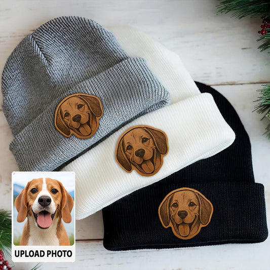 Personalized Pet Photo Beanie – Custom Dog Face Winter Hat, Cozy Knit Beanie for Pet Owners TH99B12