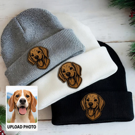 Custom Dog Portrait Beanie Hat – Personalized Pet Winter Hat, Unique Gift for Pet Moms and Pet Dads TH99B05
