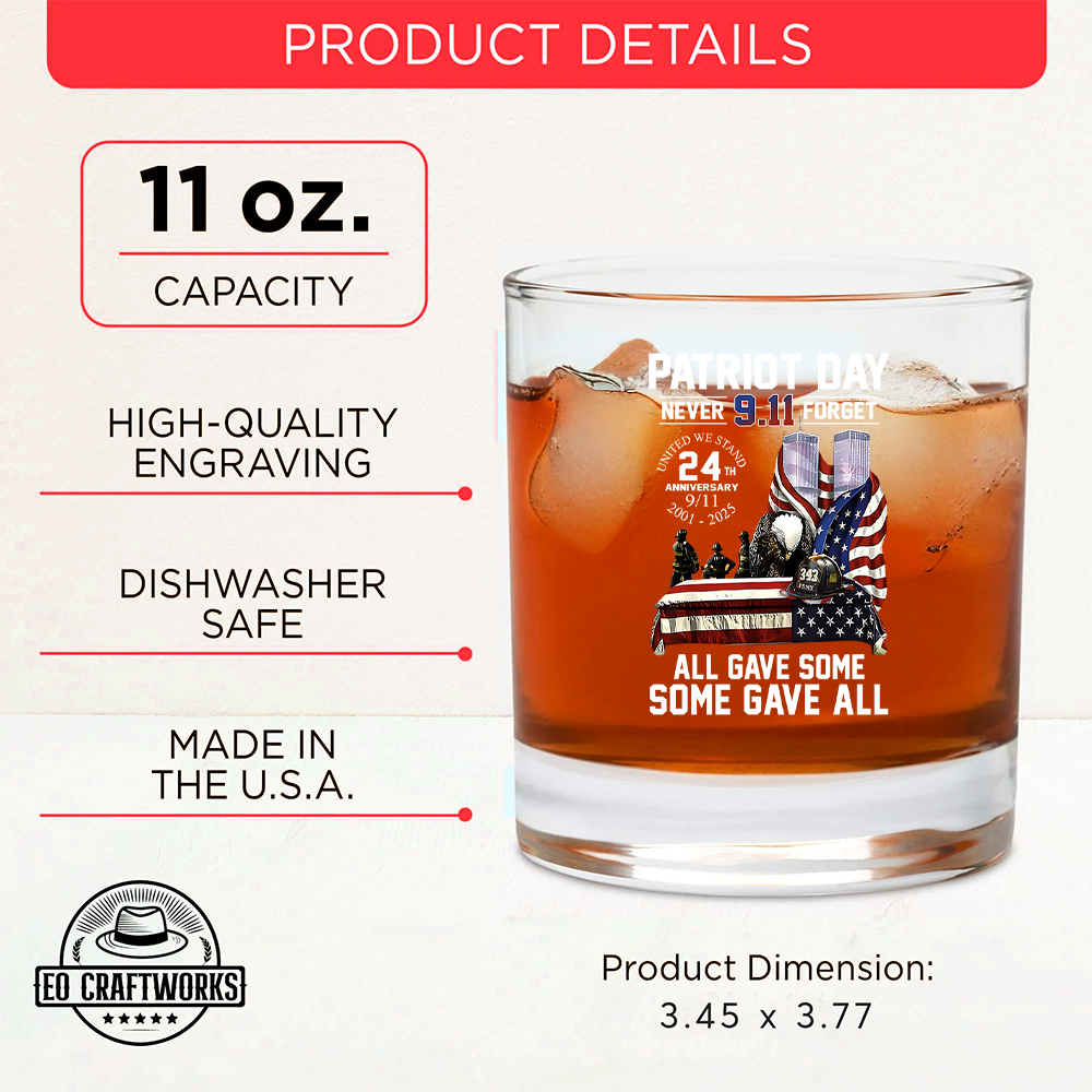 Personalized Patriot Day Never Forget All Gave Some Some Gave All 24 Year Anniversary Decanter Set, Gift For Fireman, First Responder Gift TNN044