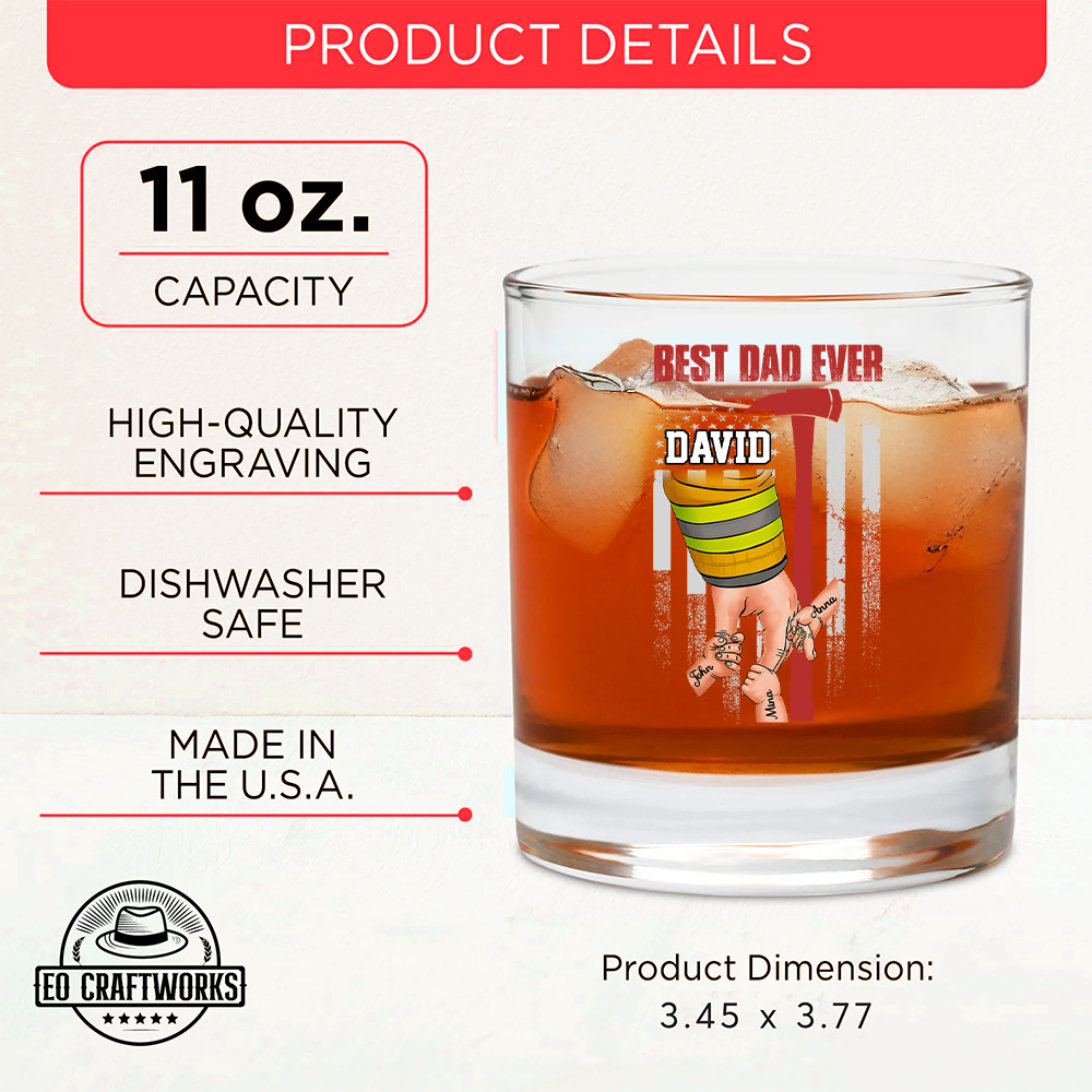 Personalized Best Dad Ever Firefighters Decanter Set, Gift For Fireman, First Responder Gift TNN031
