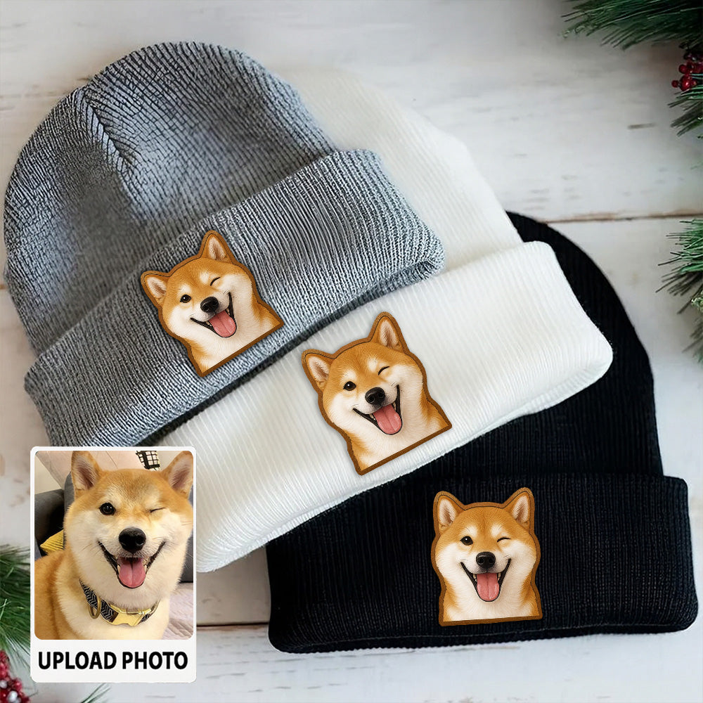 Custom Dog Beanie Hat – Personalized Pet Winter Knit Hat with Photo, Gift for Pet Owners TH99B16