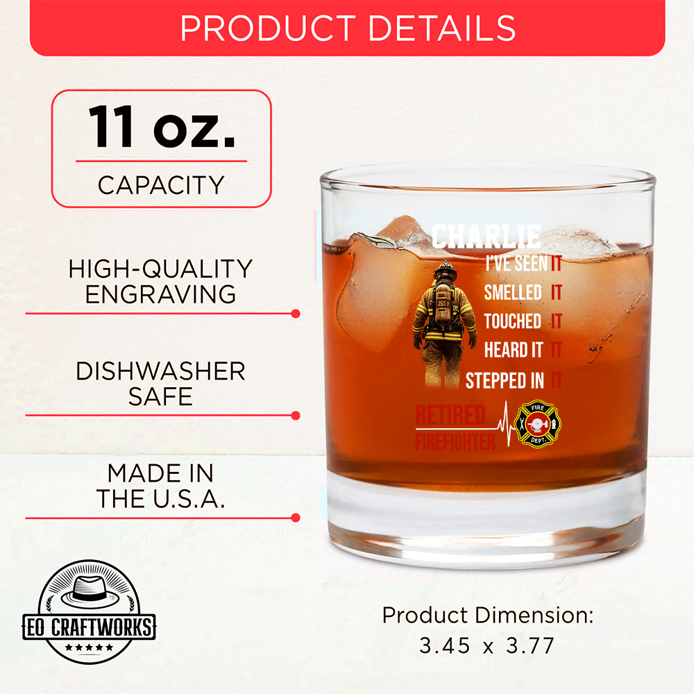 Personalized Retired Firefighter Smelled It Touched It Heard It Stepped In It Decanter Set, Gift For Fireman, First Responder Gift TNN042