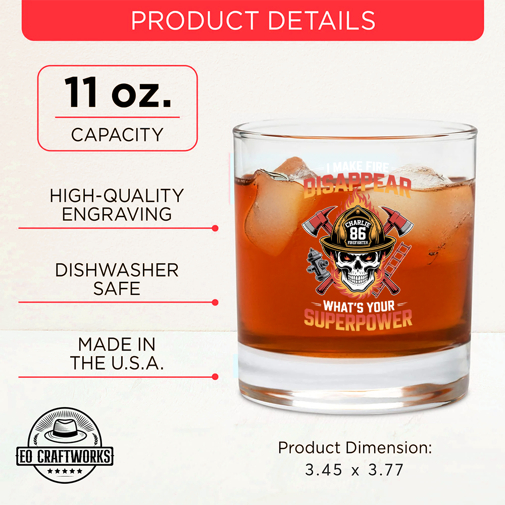 Personalized I Make Fire Disappear What's Your Superpower Decanter, Gift For Fireman Decanter With Whiskey Glasses Set, First Responder Gift TNN024