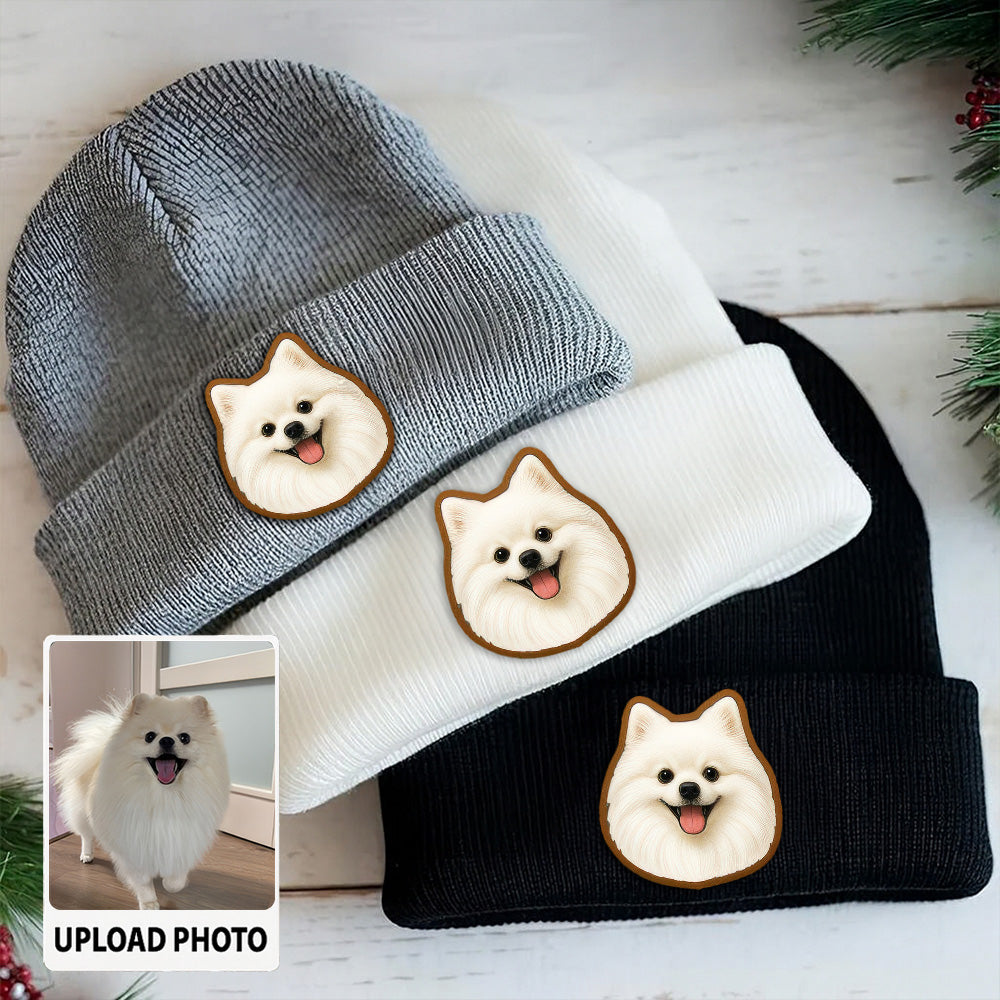 Custom Photo Dog Beanie Hat – Custom Pet Image Knit Winter Hat, Personalized Gift for Dog Moms TH99B17