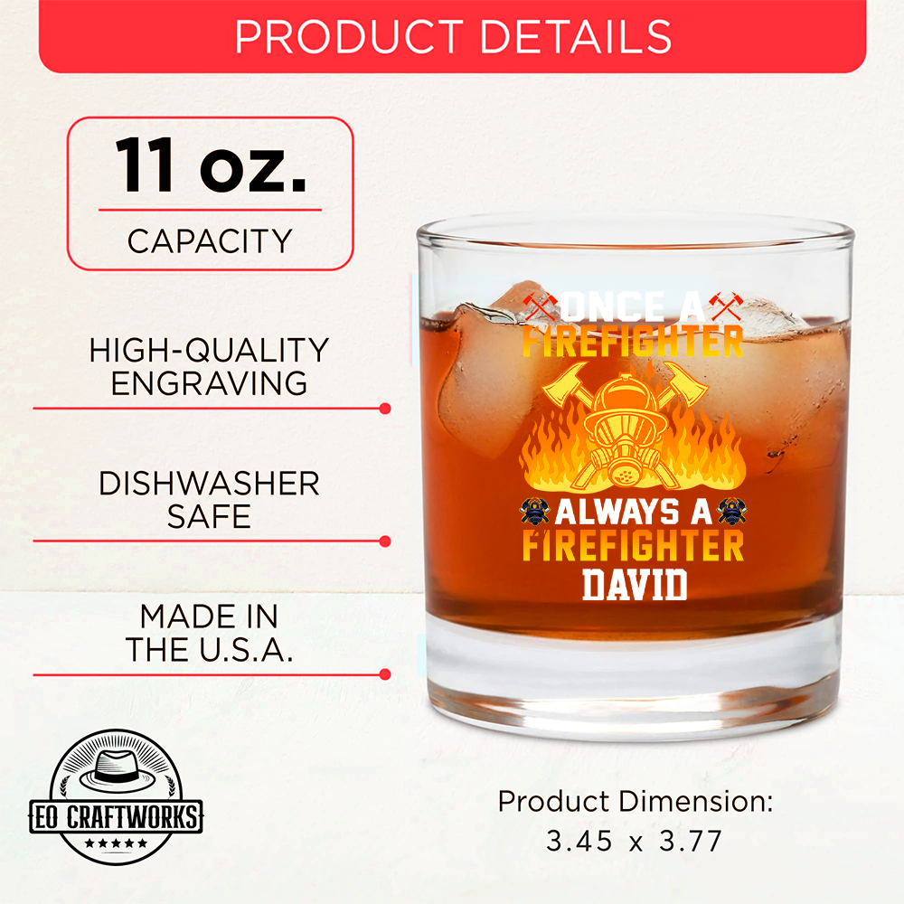 Personalized Once A Firefighter Always A Firefighter Decanter Set, Gift For Fireman, First Responder Gift TNN052