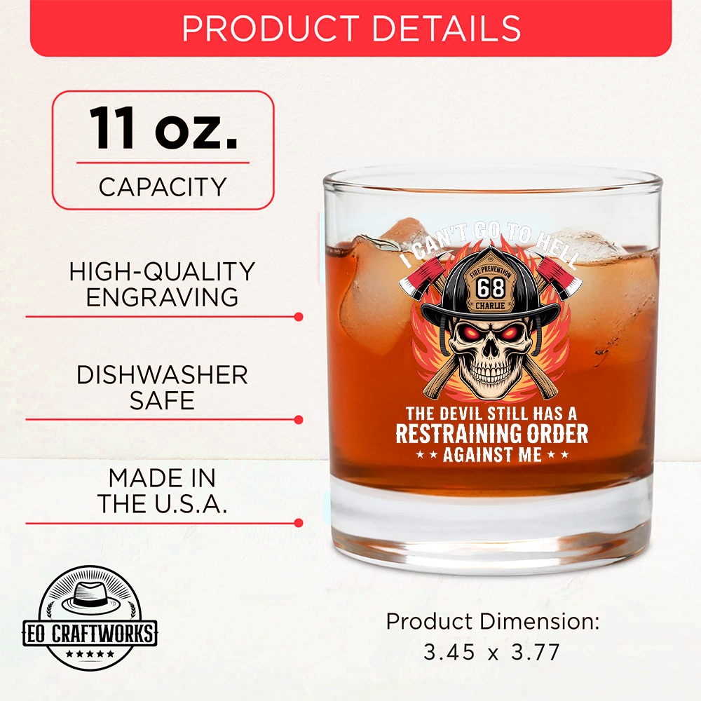 Personalized Firefighter I Can't Go To Hell Decanter, Gift For Fireman Decanter With Whiskey Glasses Set, First Responder Gift TNN028