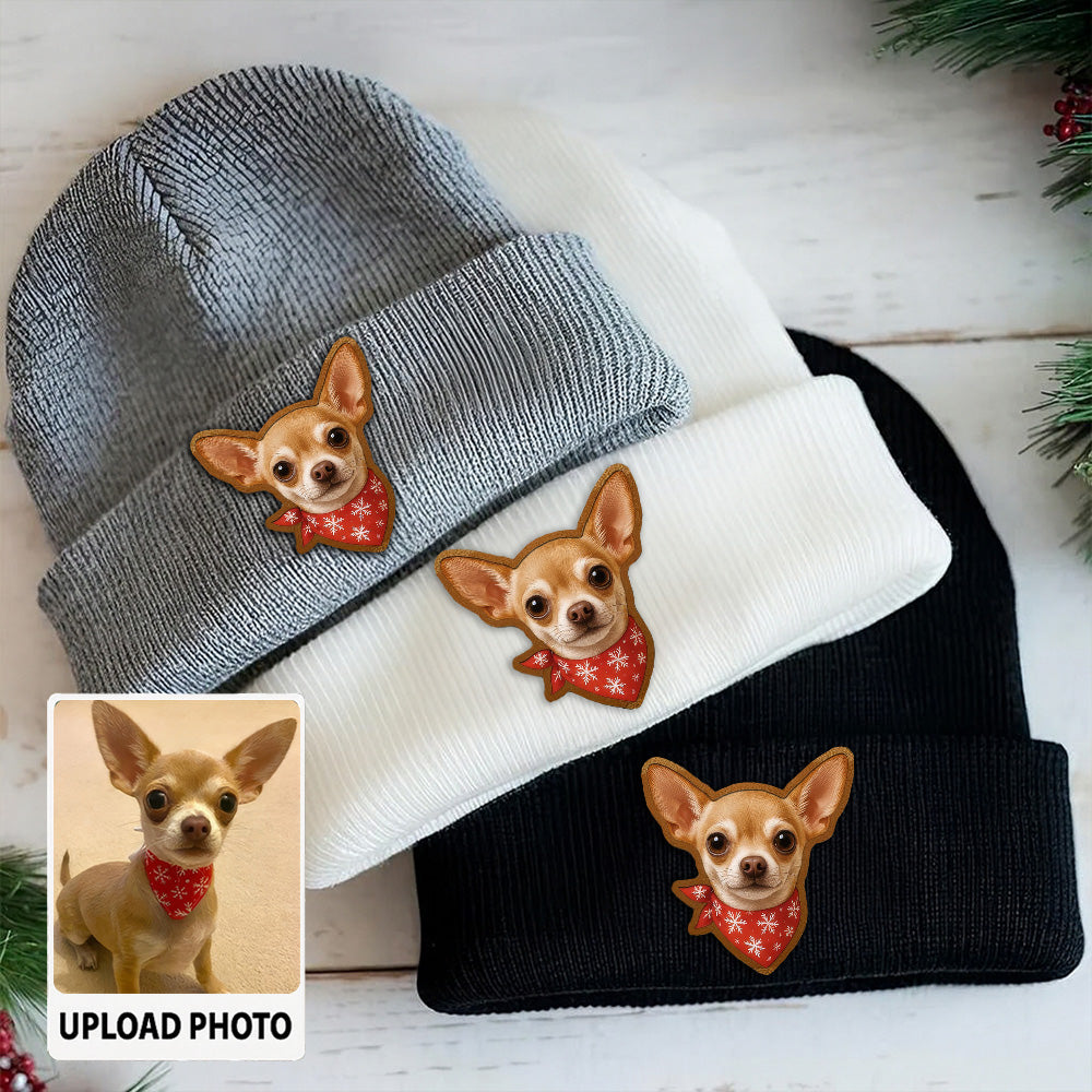 Custom Photo Dog Beanie Hat – Personalized Pet Winter Knit Hat, Cute Animal Lover Gift Idea TH99B20