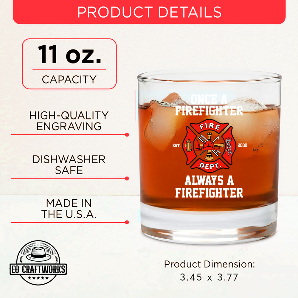 Personalized Once A Firefighter Always A Firefighter Decanter Set, Gift For Fireman, First Responder Gift TNN049