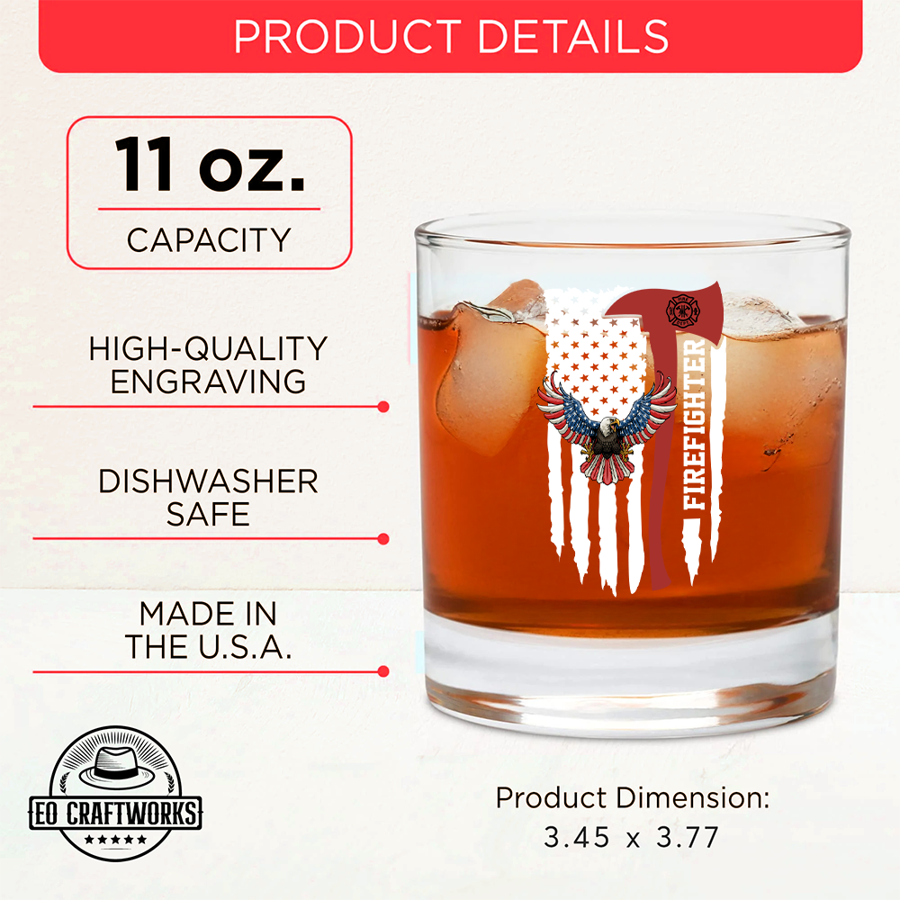 Personalized American Eagle Firefighter Decanter Set, Gift For Fireman, First Responder Gift TNN041