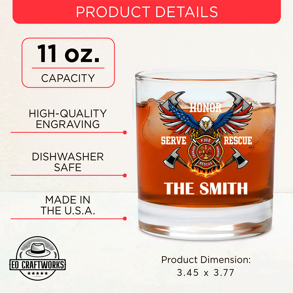 Personalized Honor Serve Rescue American Eagle Firefighter Decanter Set, Gift For Fireman, First Responder Gift TNN041