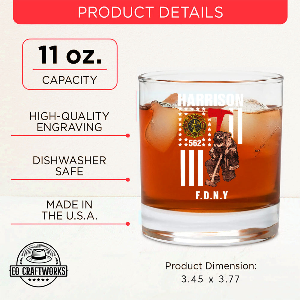 Personalized Gift For Firefighter Thin Red Line Decanter Set, Gift For Fireman, First Responder Gift TNN053