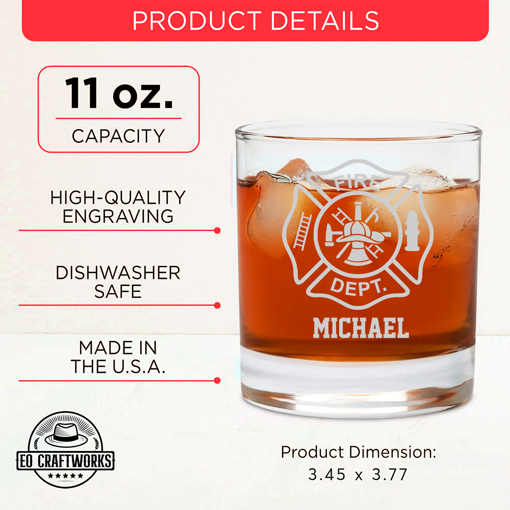 Personalized Firefighter Decanter With Whiskey Glasses Set, First Responder Gift, Firefighter Maltese Cross Decanter, Fireman Gift TNN017