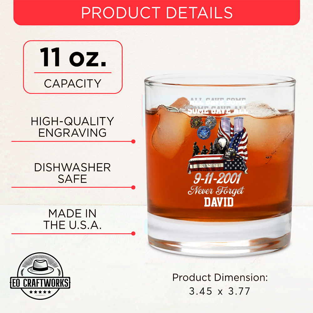 Personalized All Gave Some Some Gave All 9-11-2001 Never Forget Firefighter Decanter Set, Gift For Fireman, First Responder Gift TNN046