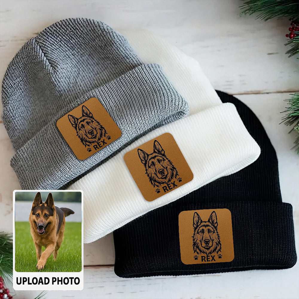 Personalized Dog Photo Beanie – Custom Pet Face Winter Hat, Warm Knit Beanie for Dog Moms and Dog Dads TH99B02