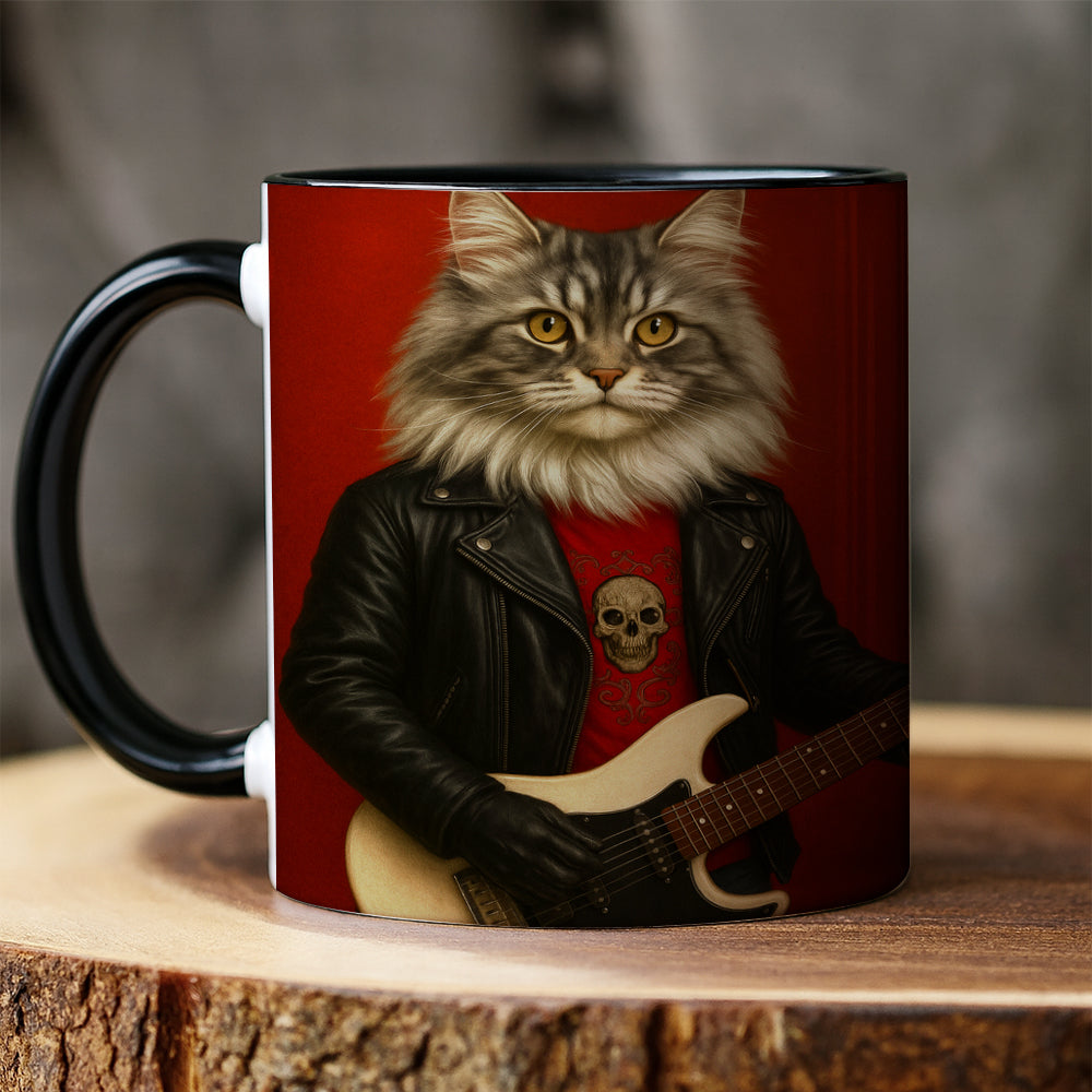 Custom Photo Guitarist Cat MugGift For Cat
