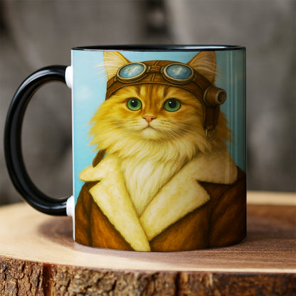 Custom Photo Portrait Pilot MugGift For Cat Lovers