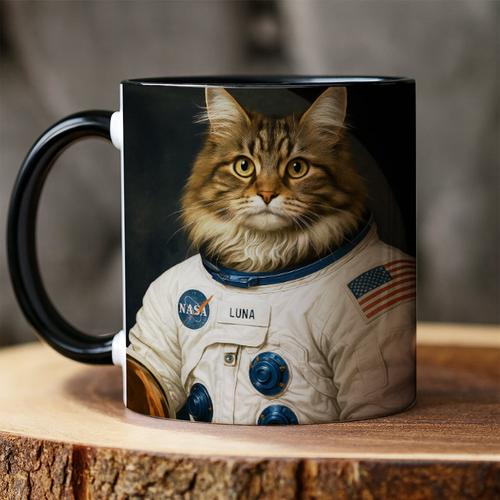Custom Photo Cat Astronaut Mug _ Gift For Cat Lovers