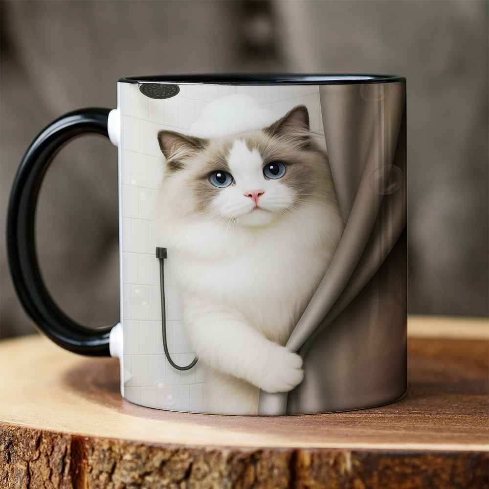 Custom Cat Photo Cat  In Bathroom Mug Gift For Cat Lovers