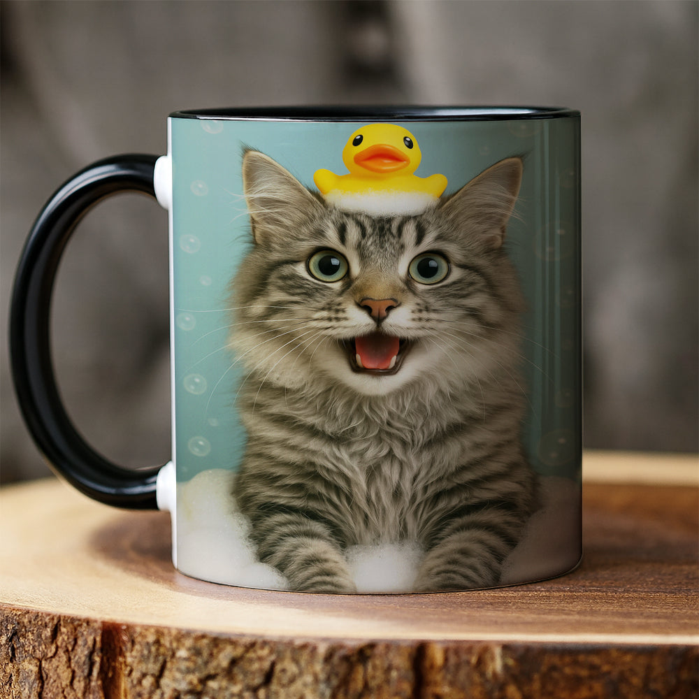 Custom Photo Cat In Bathtub With Duck Toy Mug