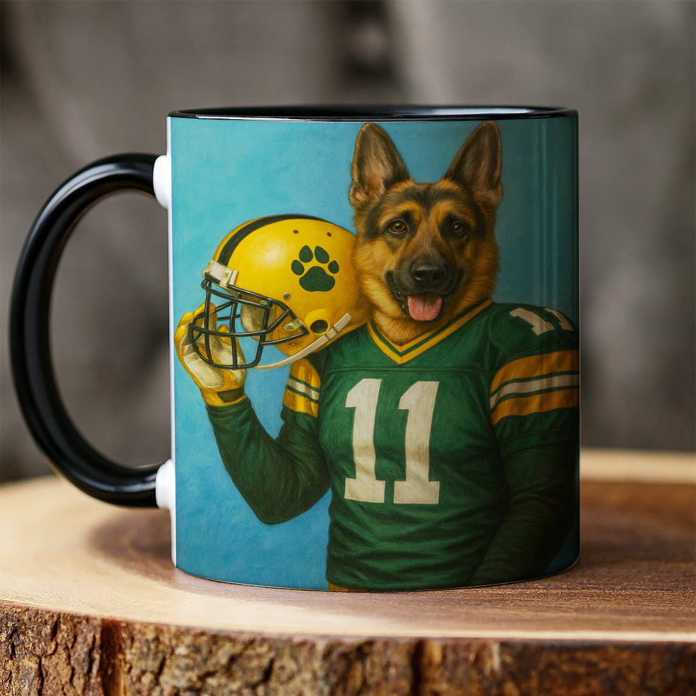 Custom Dog Photo Football Player Mug