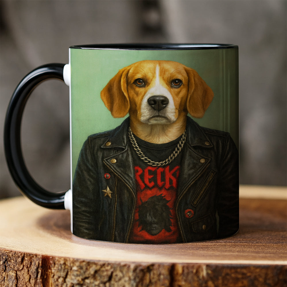 Custom Photo Rock n Roll Dog Mug _ Gift For Dog Lovers